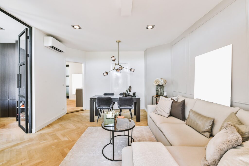 Spacious living room in modern flat